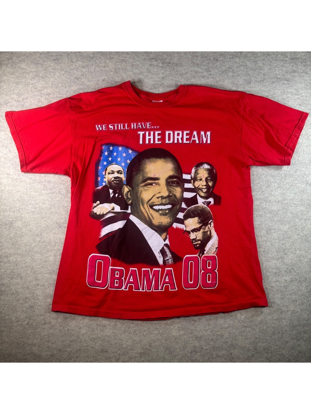 Vintage 2008 Obama Campaign Red Graphic T-Shirt XL